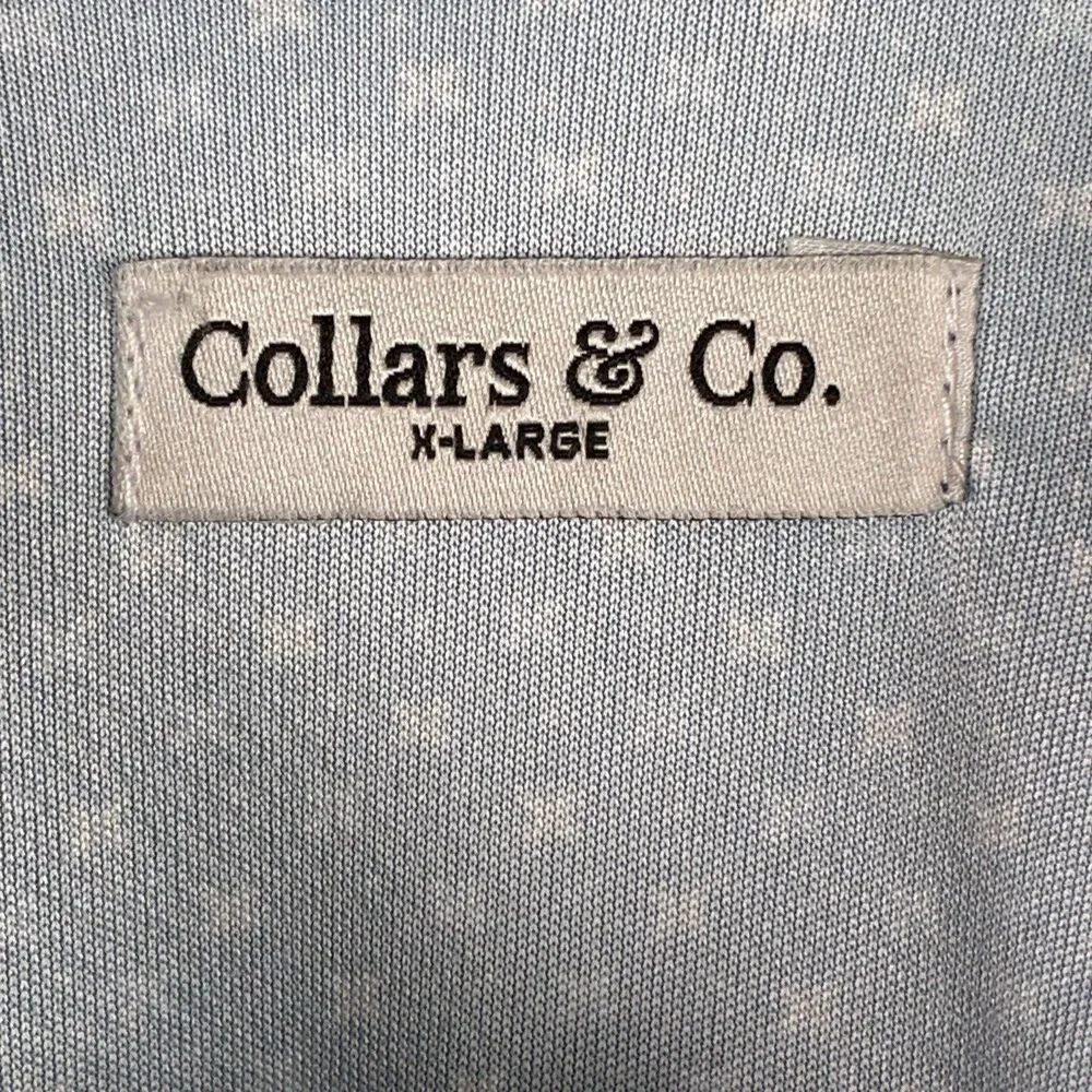 Collars & Co Polo Shirt Mens XL Blue Los Cabos Star Dress Collar Preppy FLAW - Picture 3 of 9